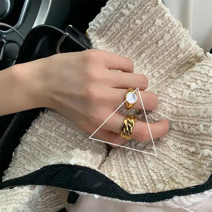 ANENJERY – bague en coquillage rond couleur argent pour femmes