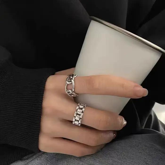 Bagues en argent Sterling 925, nouvelle mode créative, chaîne creuse croisée, bijoux de fête géométriques, cadeaux