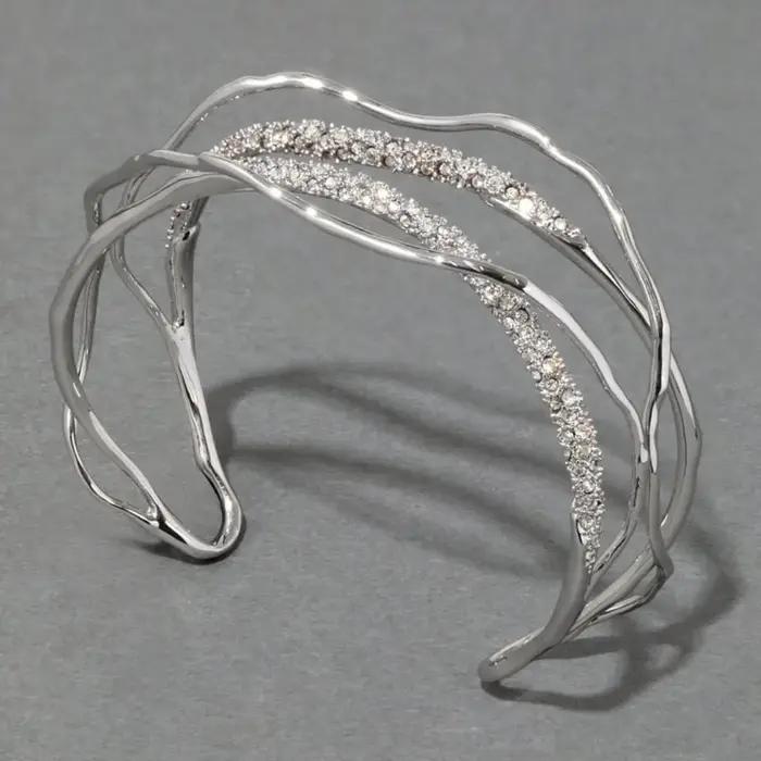 Bracelet de luxe en or et argent avec diamants pour femme, design unique, bijoux étincelants, access