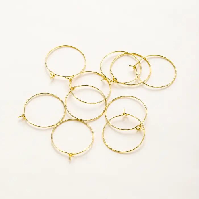 10 pièces/lot 15mm 20mm 25mm 14K 18K or gros fil de boucle d'oreille cerceaux cercle