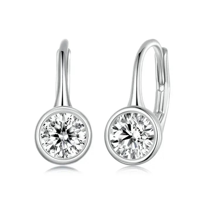 Bamoer U 0.5CT Moissanite boucles d'oreilles minimaliste lunette cerceau boucles d'oreilles laborato
