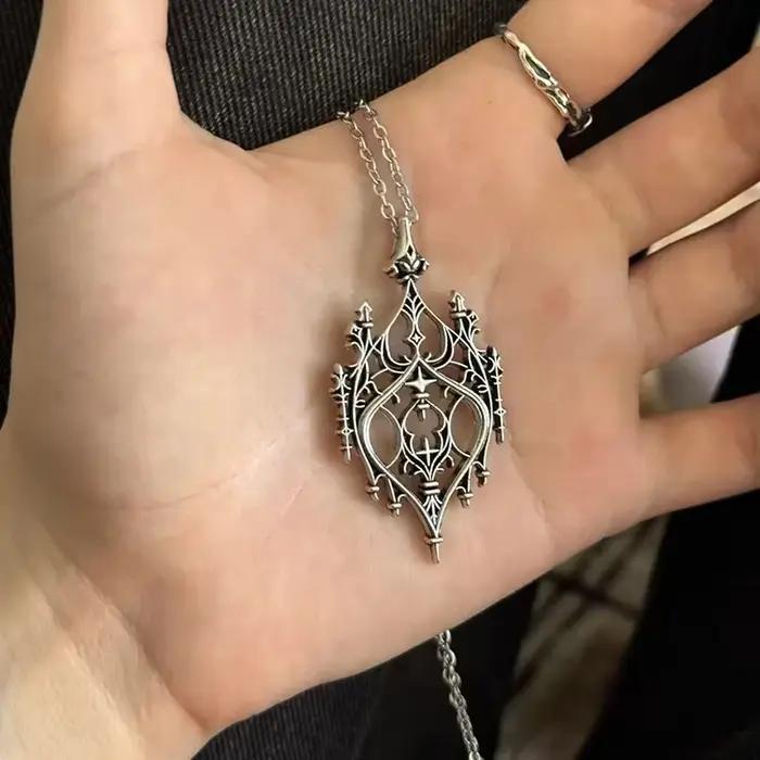 Collier Y2K Punk Château Ancien Accessoires Gothiques Pagan Alternatifs Château Creux Rétro Occasions Spéciales Pour Hommes Et Femmes