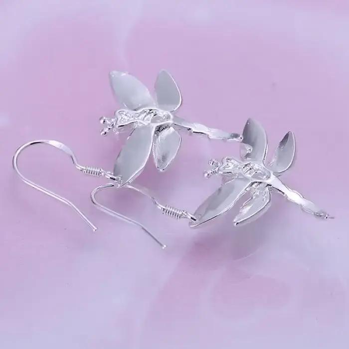 Boucles d'oreilles en argent regardé 925 pour femmes, conception de libellule en pierre incrustée, beaux bijoux de mariage mignons, prix d'usine