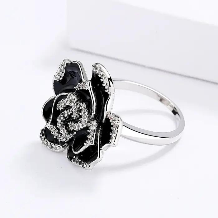 Bagues en forme de fleur rose pour femme