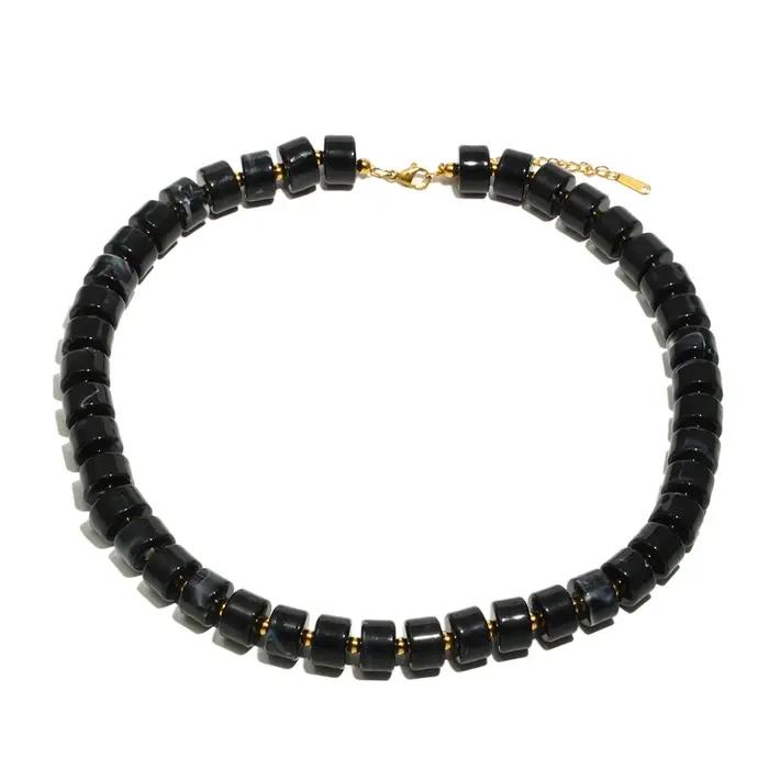 E.B.belle – Bracelet et collier de perles cylindriques en acrylique Opaque
