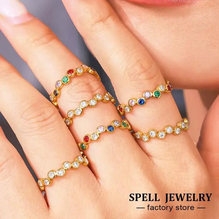 Bagues Boho en acier inoxydable plaqué or 18 carats