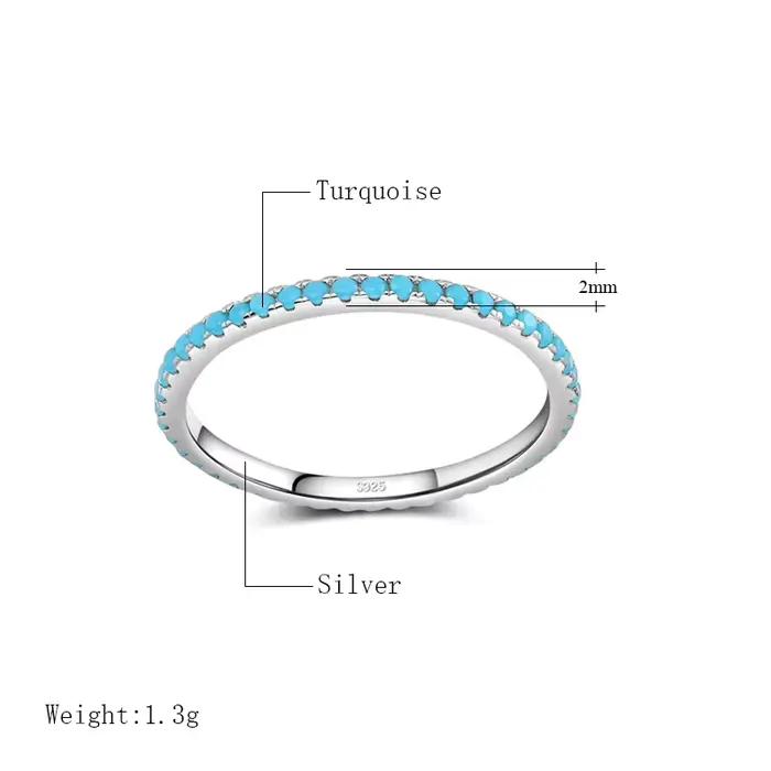 Kinel tibétain argent classique exquis cercle Turquoise charme empilable bague pour les femmes à la mode bijoux fins