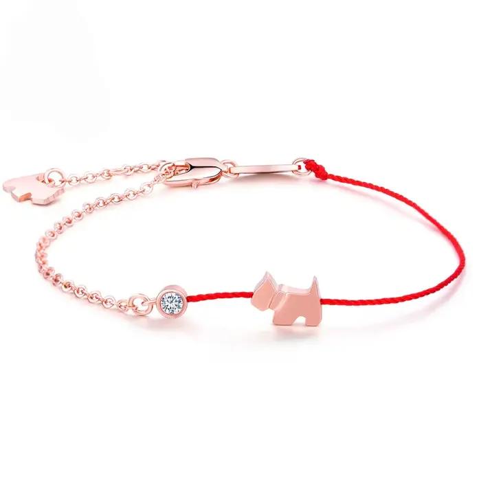 Buyee 925 Bracelet chien en argent Sterling exquis cochon corde rouge
