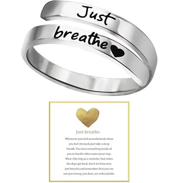 Bague en forme de cœur Just Breathe pour femmes et hommes