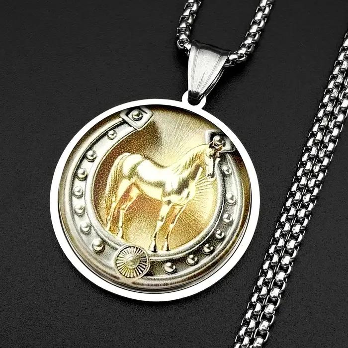 Collier fer à cheval en acier inoxydable pour femmes et hommes
