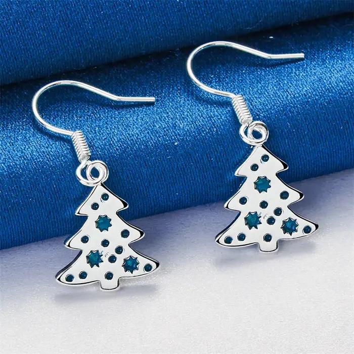 1 paire de boucles d'oreilles arbre de noël en argent sterling 925, cadeau de mariage pour dames, ac
