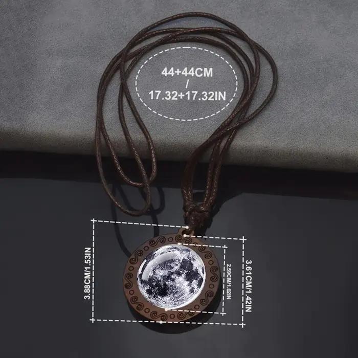 Système solaire planète collier lune terre mercure saturne Jupiter verre pendentif en bois galaxie nébuleuse bijoux