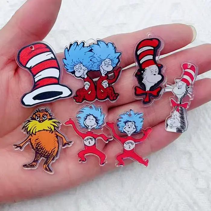 Bijoux animaux de dessin animé en acrylique, 10 pièces, pour la fabrication de pendentifs, colliers,
