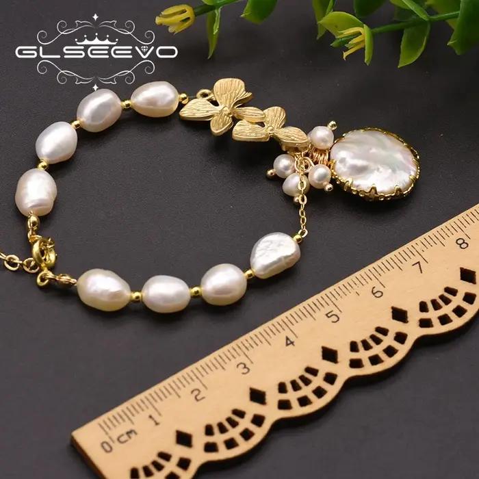 GLSEEVO naturel eau douce blanc perle de tahiti fleur bracelets pour femme fille Bracelet de luxe bijoux fins anniversaire GB0184
