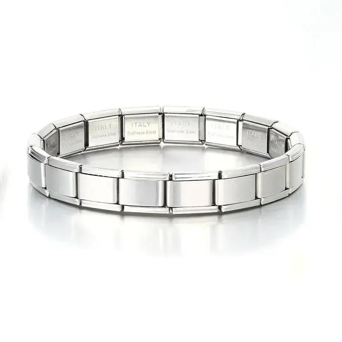 Bracelet à breloques italien en acier inoxydable doré pour femmes et hommes, fabrication de perles d