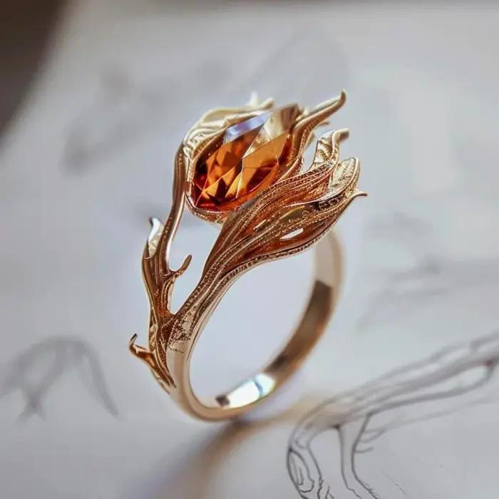 Bagues en cristal Orange pour femmes
