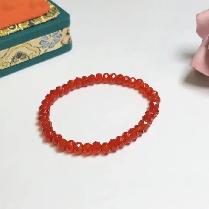 Bracelets de perles à facettes en Agate rouge naturelle de haute qualité, Design élastique soigneuse