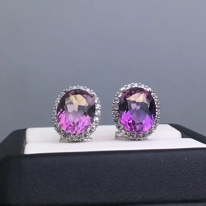Boucles d'oreilles ovales en argent regardé 925 pour femme