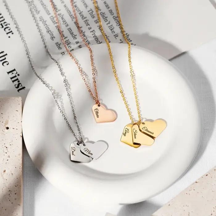 Collier personnalisé avec nom en forme de cœur pour femme, colliers de cou, bijoux de mode, cadeaux