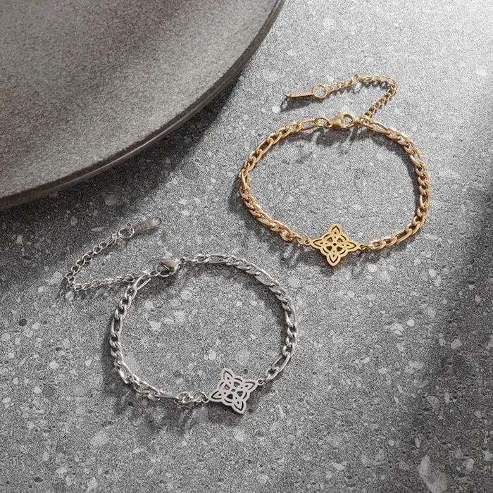 Bracelet à nœud de sorcière en acier inoxydable pour hommes et femmes