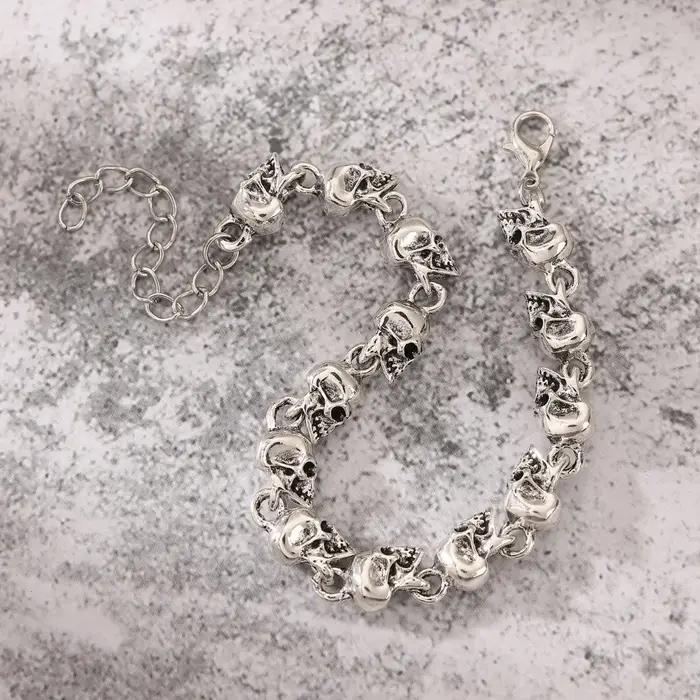 Bracelet de perles de crâne rétro de Style Punk pour hommes et femmes