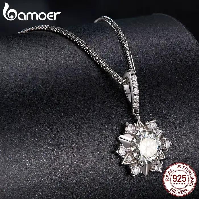 Bamoer – ensemble collier et boucles d'oreilles en Moissanite pour femmes