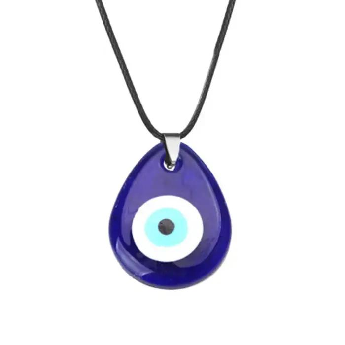 Collier porte-bonheur œil maléfique en verre bleu pour hommes et femmes