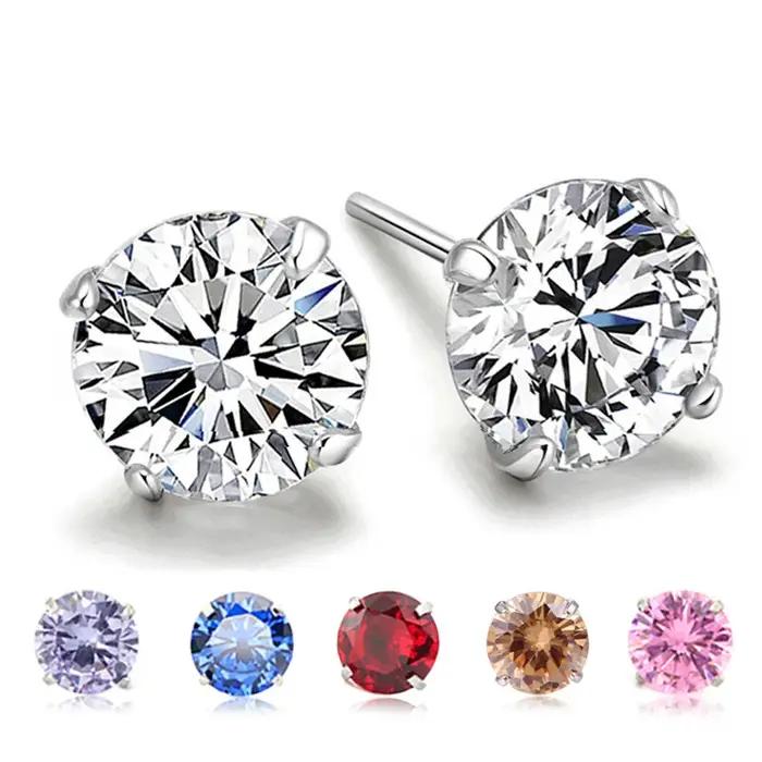 Ventfille 100% 925 boucles d'oreilles en argent Sterling pour femmes fille cadeau coloré Zircon cristal bijoux petit exquis en gros