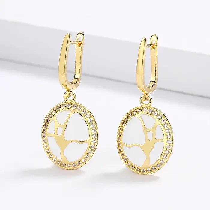 Boucles d'oreilles pendantes plaquées argent 925 pour femmes