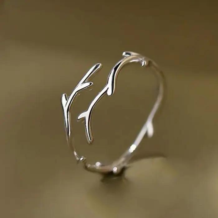 Huitan – bague fantaisie en forme de feuille d'olive pour femmes, anneaux d'ouverture en métal coule
