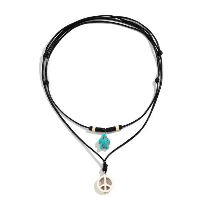 Collier Bicouche en Coquillage de Conque Vintage