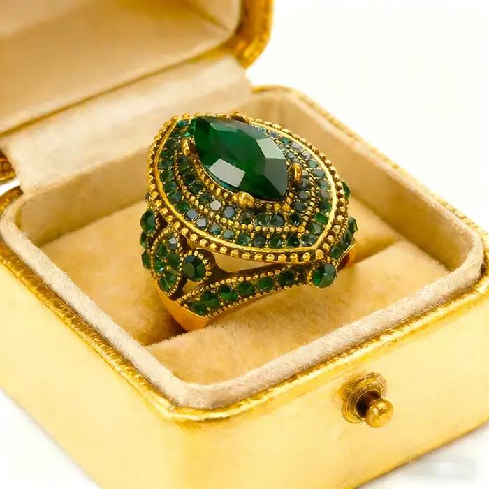 Grand anneau de déclaration en Zircon vert bleu rouge pour femmes