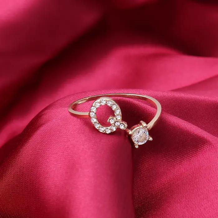 Bague ajustable classique pour femme avec initiales A-Z