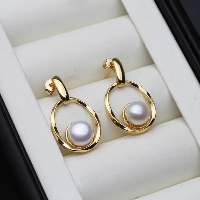 Boucles d'oreilles en perles d'eau douce naturelles pour femmes