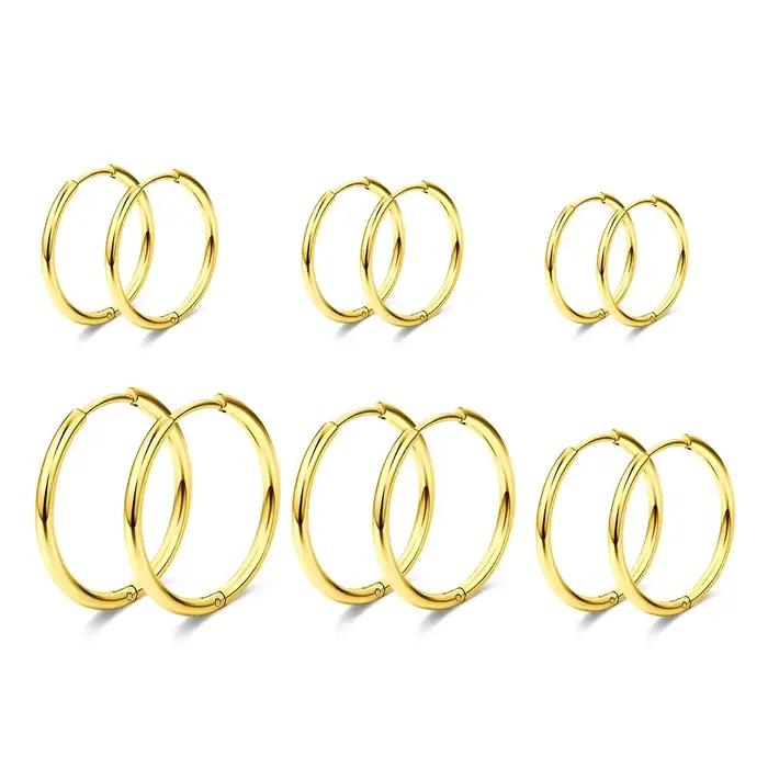 6 paires 6 tailles 18G petites boucles d'oreilles cerceau minuscule Cartilage Helix Daith Tragus Huggie