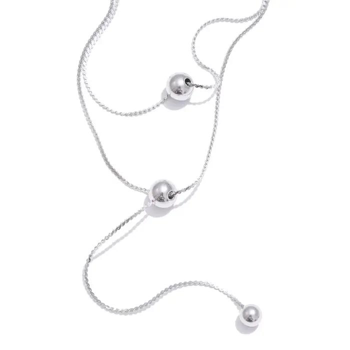 NiNice – collier en acier inoxydable, pendentif de perles rondes, Design suspendu à Double couche, cadeau exquis, nouveau