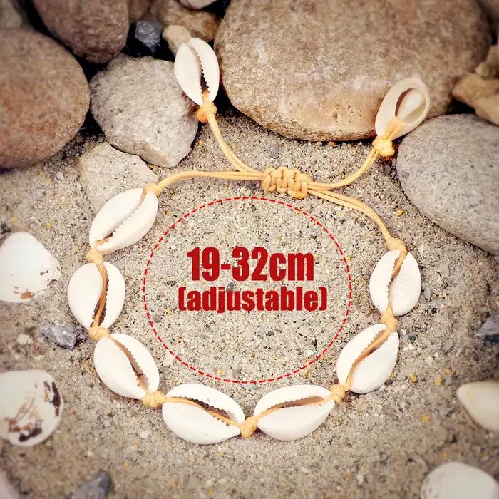 Bracelets de cheville en coquillage de plage d'été Boho style à la main corde en cuir réglable pour femmes occasions spéciales cadeau amical