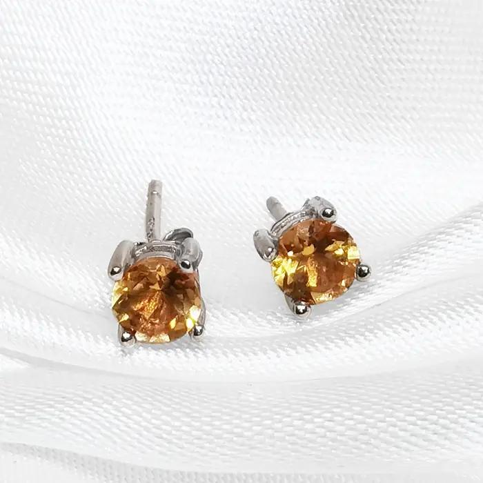 Boucles doreilles en citrine naturelle avec certificat cnas pour femmes occasions sociales elegance moderne