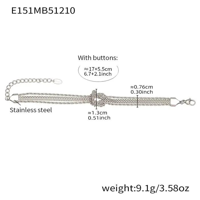4 Bracelets noués à chaîne torsadée en acier inoxydable, plaqués or 18 carats, faits à la main, avec