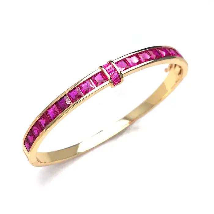 Bracelet en rubis et or jaune plaqué pour femmes, bijou de fête et cadeau élégant pour occasions spéciales