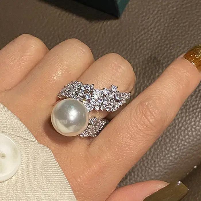 Huitan – bague de luxe en Imitation de perles pour femmes