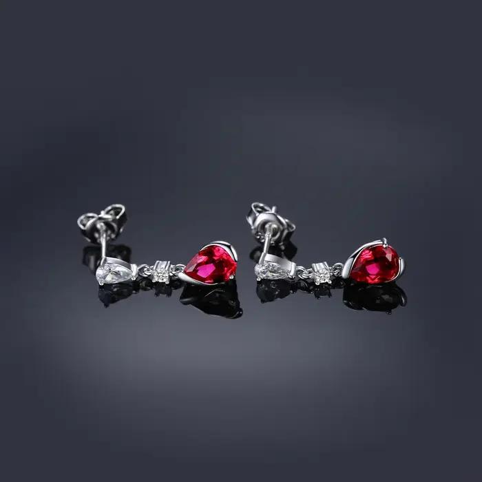 Boucles d'oreilles en forme de poire pour femme en argent Sterling 925 avec pierres précieuses élégantes pour occasions spéciales cadeau d'anniversaire