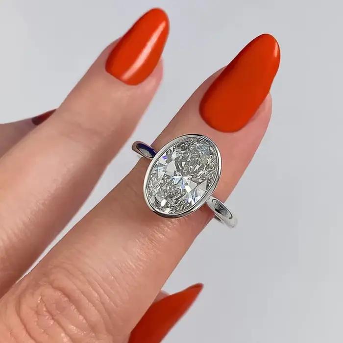 Lnngy-Bagues de fiançailles ovales en argent regardé 925 pour femme