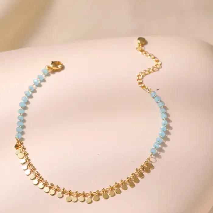 Bracelet de cheville en zircone cubique bleu boho chic pour femmes toutes occasions spéciales