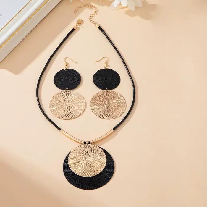 Grand collier pendentif rond Vintage pour femmes