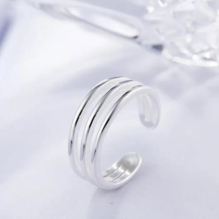 Nouvelle mode Version coréenne du Simple populaire 925 bijoux en argent Sterling ouverture réglable à trois niveaux anneaux créatifs R182