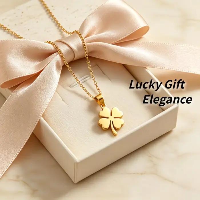 Collier pendentif trèfle à quatre feuilles en acier inoxydable pour femmes élégant et porte-bonheur pour tous les jours et occasions spéciales