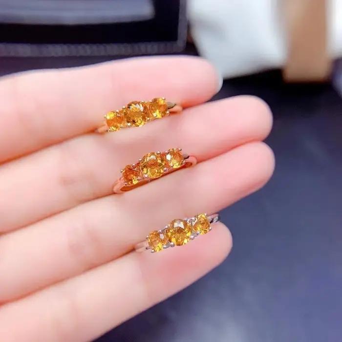 Bague de fiançailles en citrine sertie d'argent réglable pour femmes occassions spéciales anniversaires mariage élégante