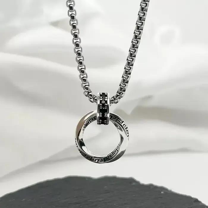 Collier Pendentif Homme Vintage en Argent Sterling 925 Hip Hop pour Femme