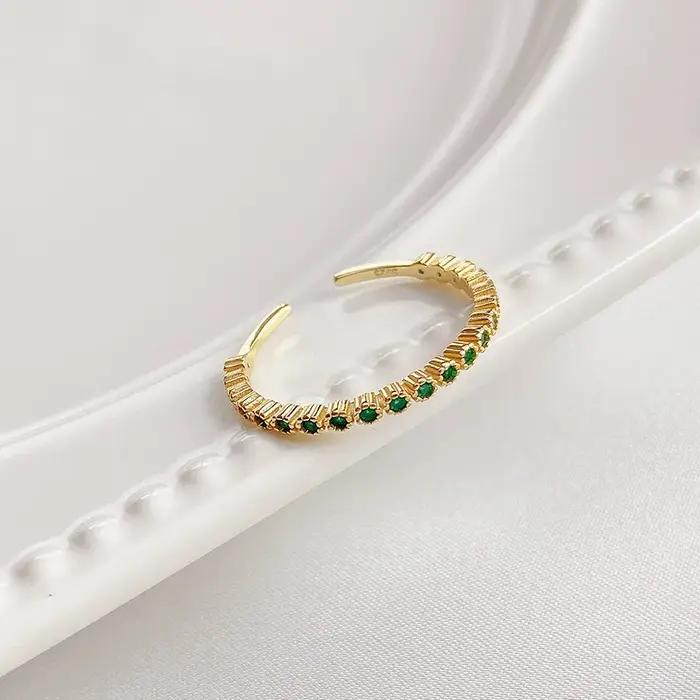 Bague en argent Sterling 925 et Zircon vert pour femme